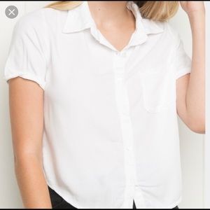 Brandy Melville White Short-Sleeve Button Down